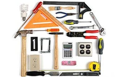 A complete set of tools needed to make professional electrical upgrades for homes on a white background.